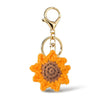 Sweet Style Sunflower And Rose Bouquet Hand Knitted Yarn Keychain Pendant With Copper Accent Gift For Women