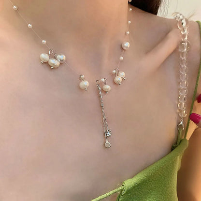 Sweet Tassel Imitation Pearl Alloy Plating Women's Necklace