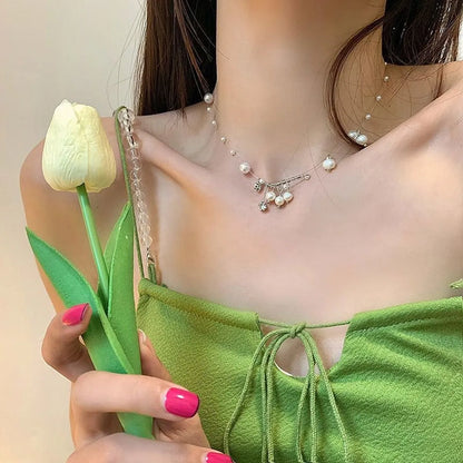 Sweet Tassel Imitation Pearl Alloy Plating Women's Necklace