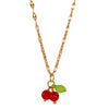 Sweet Temperament Fruit Cherry Copper Women's Necklace With Zircon Inlay And Electroplating Cross Chain