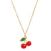 Sweet Temperament Fruit Cherry Copper Women's Necklace With Zircon Inlay And Electroplating Cross Chain