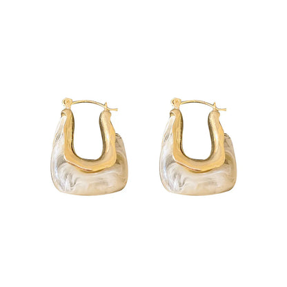 Sweet U Shape Alloy Resin Women'S Earrings 1 Pair