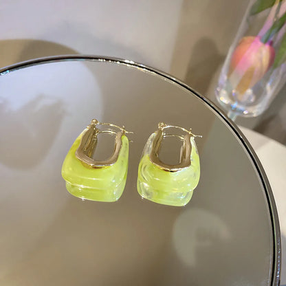 Sweet U Shape Alloy Resin Women'S Earrings 1 Pair