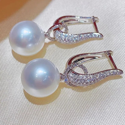 Sweet U Shape Geometric Imitation Pearl Inlay Artificial Pearls Zircon Women's Earrings