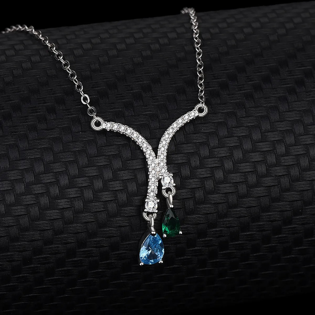 Sweet Water Droplets 925 Silver Plating Zircon Pendant Necklace