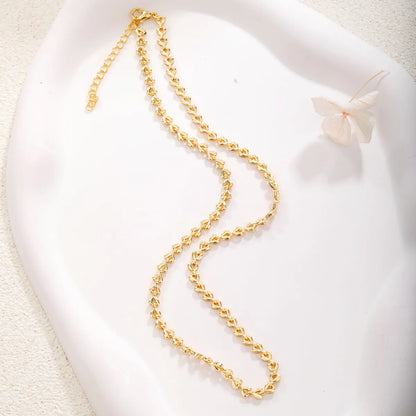 Sweet Water Droplets Heart Shape Gold Plated Artificial Crystal Copper Wholesale Necklace