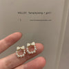 Sweet Water Droplets Heart Shape Flower Imitation Pearl Alloy Inlay Artificial Gemstones Women'S Earrings 1 Pair