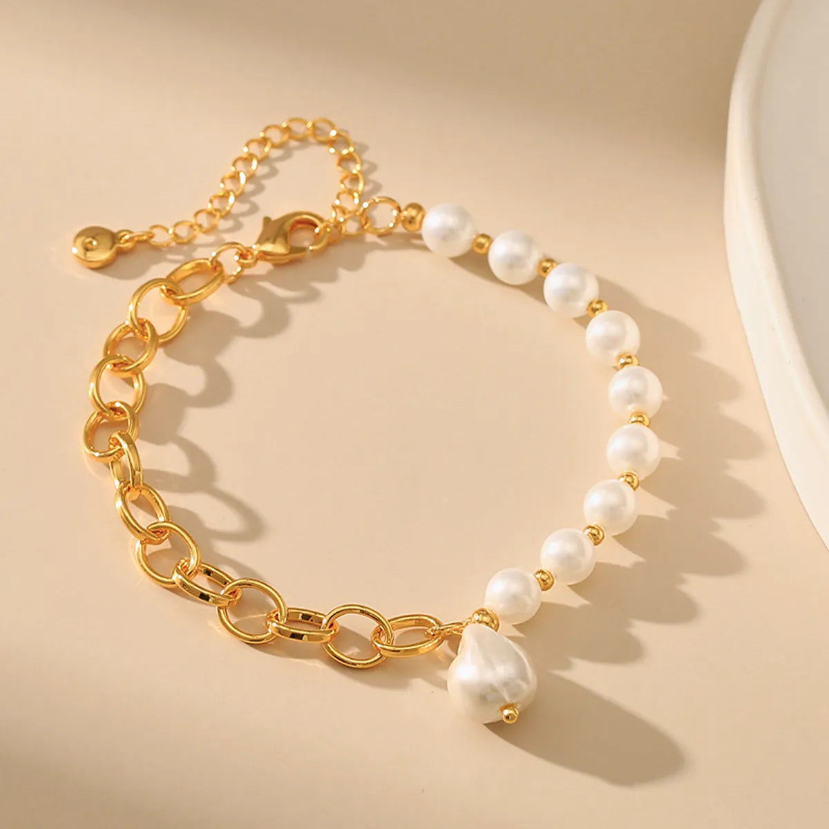 Sweet Water Droplets Imitation Pearl Copper Plating 18k Gold Plated Bracelets