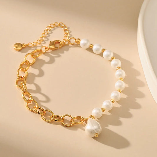 Sweet Water Droplets Imitation Pearl Copper Plating 18k Gold Plated Bracelets