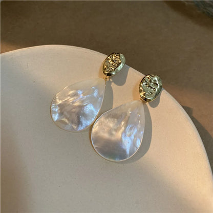 Sweet Water Droplets Shell Metal Plating Women's Drop Earrings