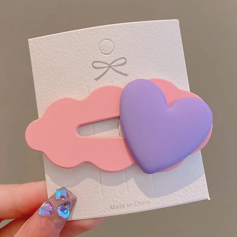 Kid'S Sweet Waves Heart Shape Arylic Stoving Varnish Hair Clip