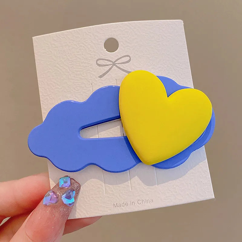 Kid'S Sweet Waves Heart Shape Arylic Stoving Varnish Hair Clip