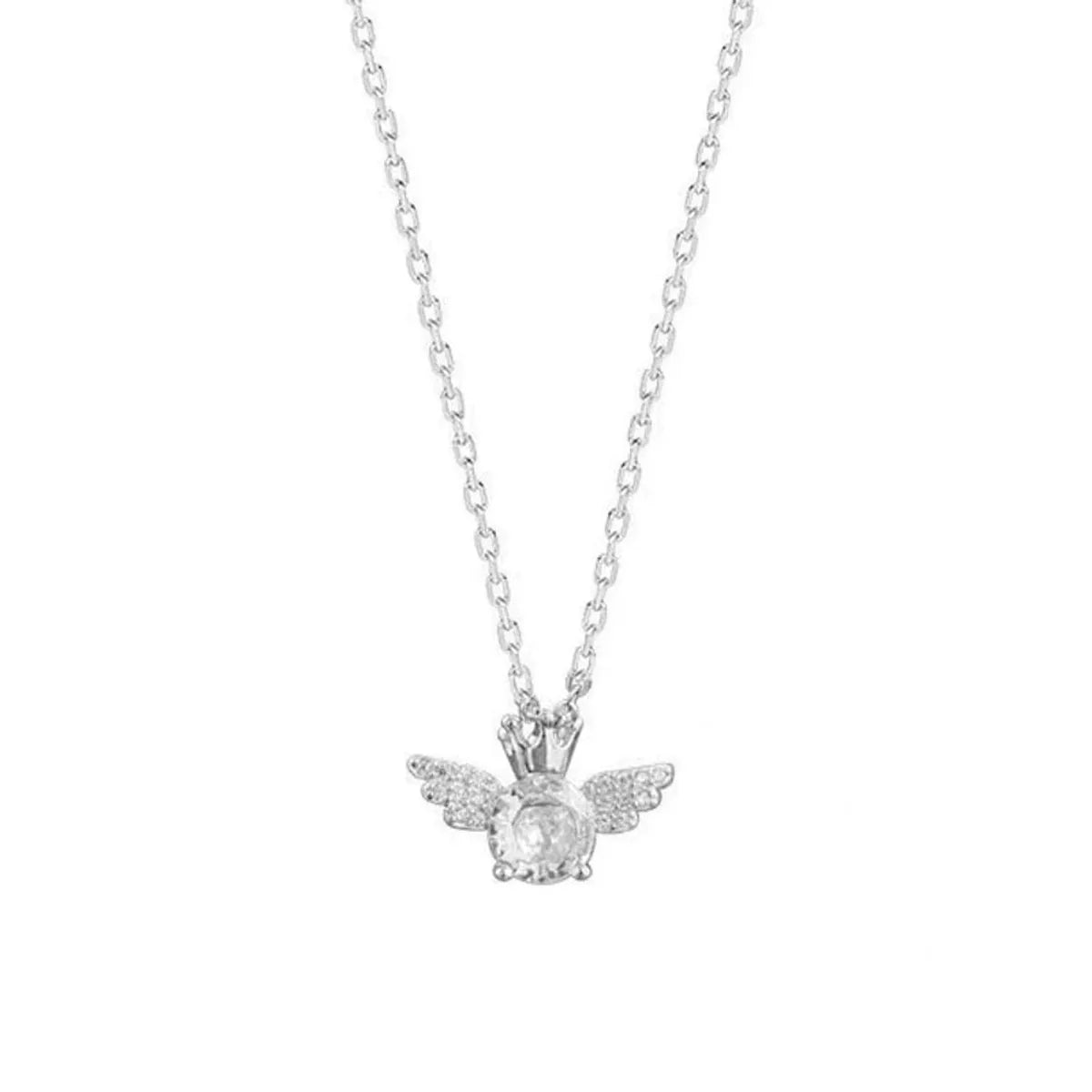 Sweet Wings Sterling Silver Zircon Pendant Necklace In Bulk