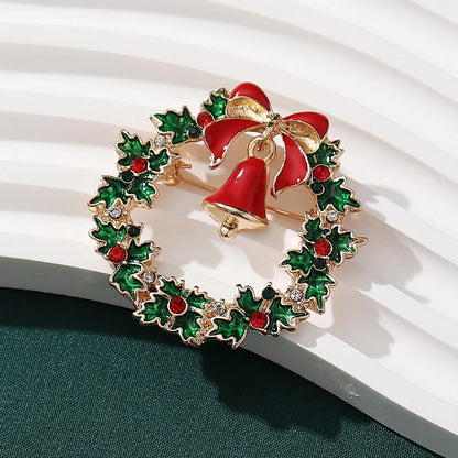 Sweet Wreath Bow Knot Bell Alloy Enamel Inlay Artificial Rhinestones Women'S Brooches 1 Piece