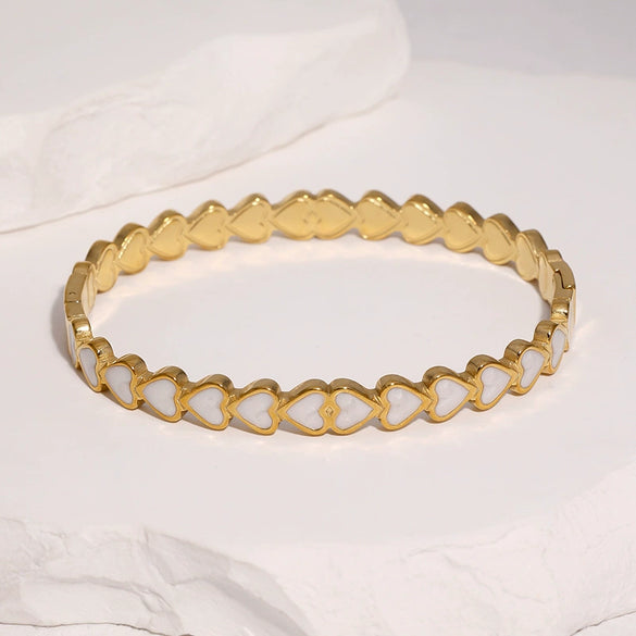 Sweetheart Stainless Steel Bracelet With Retro Heart Design Colorfast Plated Finish And Secure Clasp