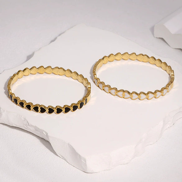 Sweetheart Stainless Steel Bracelet With Retro Heart Design Colorfast Plated Finish And Secure Clasp
