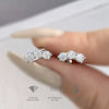 Symmetrical Three Diamond Moissanite Earrings 925 Silver Geometric Electroplated For Women
