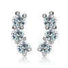 Symmetrical Three Diamond Moissanite Earrings 925 Silver Geometric Electroplated For Women