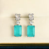 Synthetic Paraiba Sapphire Earrings Copper Geometric Zircon Inlaid