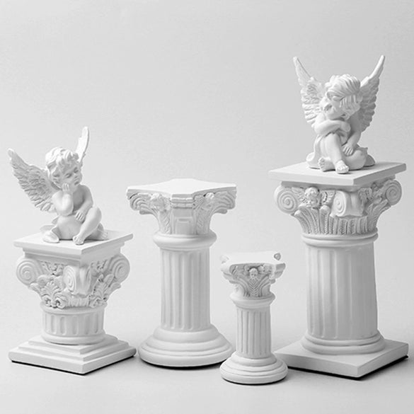 Synthetic Resin Roman Column Angel Statue Ornament Decorative Tabletop Tv Cabinet Home Decor Accent
