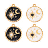 Tarot Card Stainless Steel Round Pendant With Dripping Oil Design For Jewelry Accessories