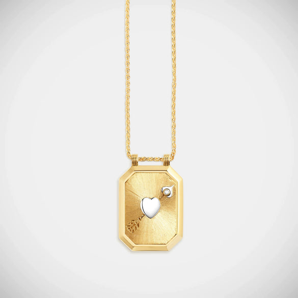 Tarot Necklace Copper Geometric Heart Shaped Retro Style Set With Diamonds