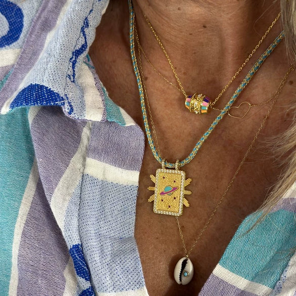 Tarot Necklace Copper Mixed Gemstone Inlay Vintage Natural Style For Women