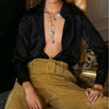 Tarot Necklace Copper Star Shape Electroplated Bohemian Style Unisex Water Wave Chain