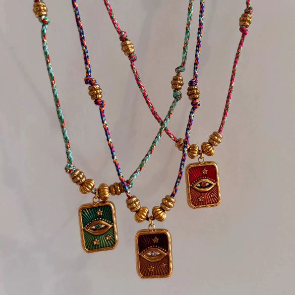 Tarot Necklace Titanium Steel Heartshaped Devil's Eye Electroplating