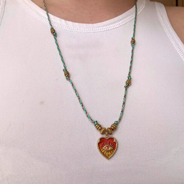 Tarot Necklace Titanium Steel Heartshaped Devil's Eye Electroplating