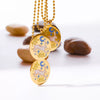 Tarot Necklace Titanium Steel With Hand Painted Oil Dripping Rabbit Element Oval And 18K Gold Color Electroplating