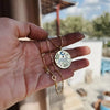 Tarot Necklace Titanium Steel With Hand Painted Oil Dripping Rabbit Element Oval And 18K Gold Color Electroplating