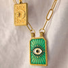 Tarot Stainless Steel Titanium Steel Necklace With Sun Moon Devil Eye Geometric Pattern And Electroplating