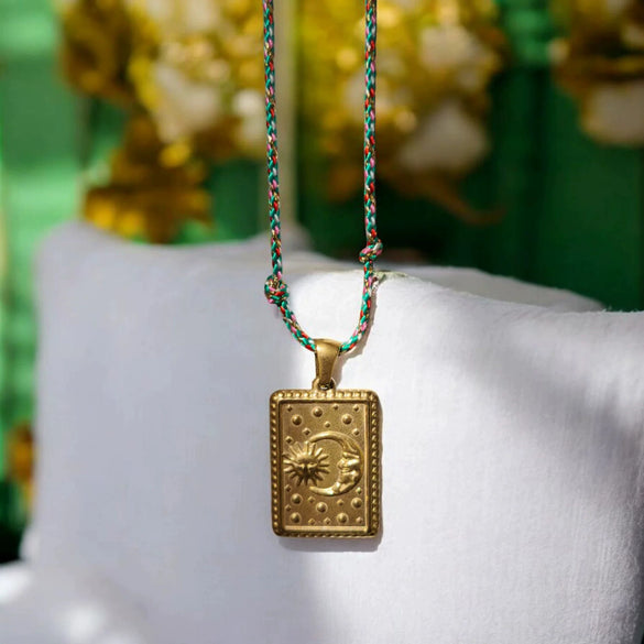 Tarot Stainless Steel Titanium Steel Necklace With Sun Moon Devil Eye Geometric Pattern And Electroplating