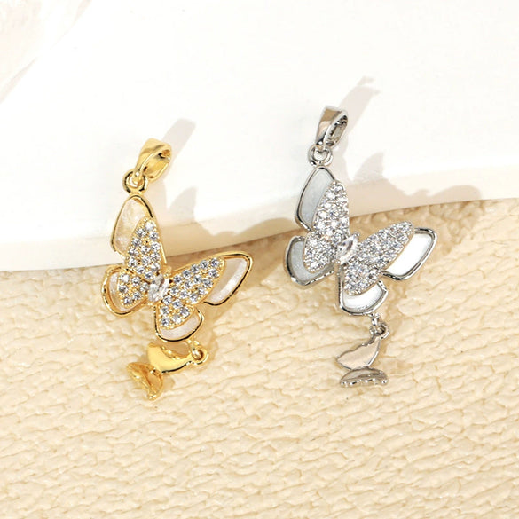 Tassel Butterfly Bow Animal Zodiac Copper Necklace With Diamonds Original Design