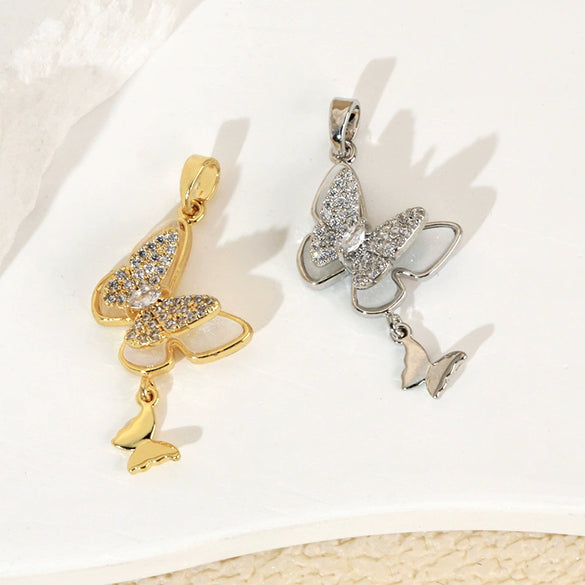 Tassel Butterfly Bow Animal Zodiac Copper Necklace With Diamonds Original Design