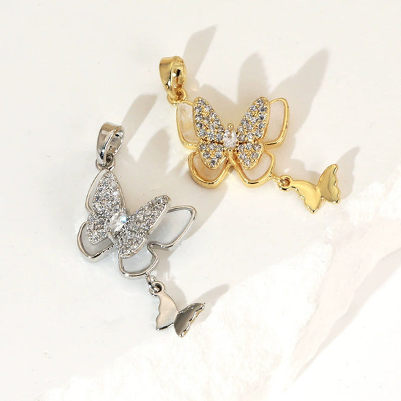 Tassel Butterfly Bow Animal Zodiac Copper Necklace With Diamonds Original Design