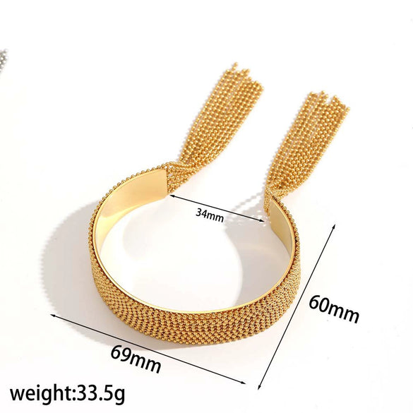Tassel Chain Stainless Steel Bracelet And Ring Electroplated For Women