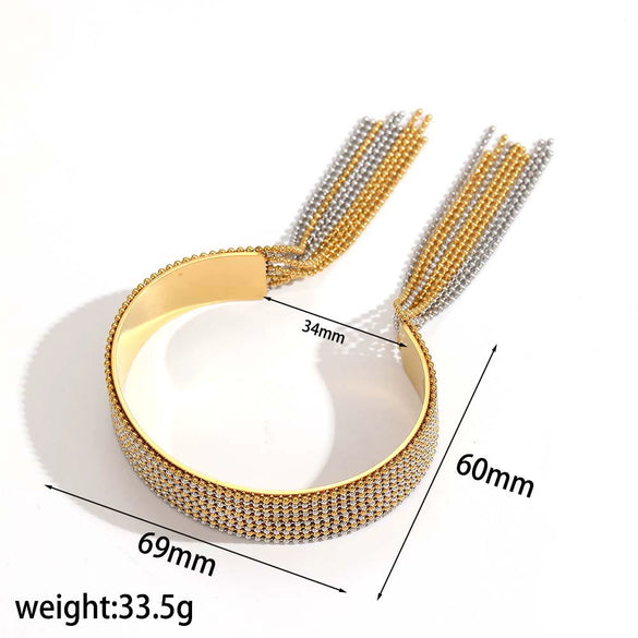 Tassel Chain Stainless Steel Bracelet And Ring Electroplated For Women