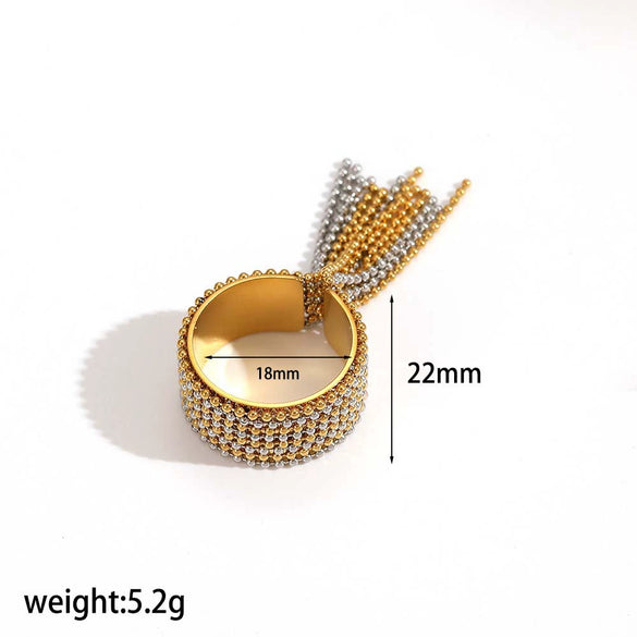 Tassel Chain Stainless Steel Bracelet And Ring Electroplated For Women