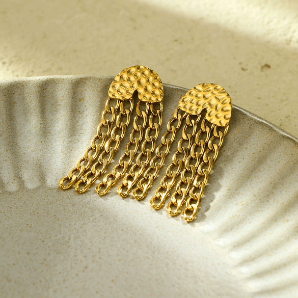 Tassel Chain Titanium Steel Earrings Fashion Personality Electroplated For Women