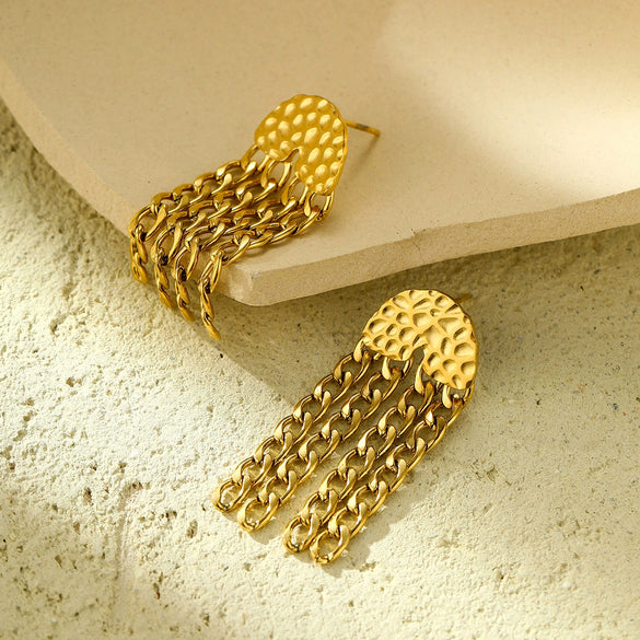 Tassel Chain Titanium Steel Earrings Fashion Personality Electroplated For Women