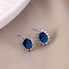 Tassel Copper Inlaid Zircon Geometric Style Earrings With Crown Flower Rhombus Pattern For Women