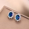 Tassel Copper Inlaid Zircon Geometric Style Earrings With Crown Flower Rhombus Pattern For Women