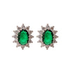 Tassel Copper Inlaid Zircon Geometric Style Earrings With Crown Flower Rhombus Pattern For Women