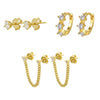 Tassel Earrings Copper Plated With Real Gold Geometric Style Zircon Women's