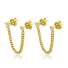 Tassel Earrings Copper Plated With Real Gold Geometric Style Zircon Women's