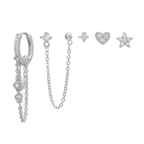 Tassel Earrings Geometric Stud Set Titanium Alloy 925 Sterling Silver Copper Zirconia Unisex