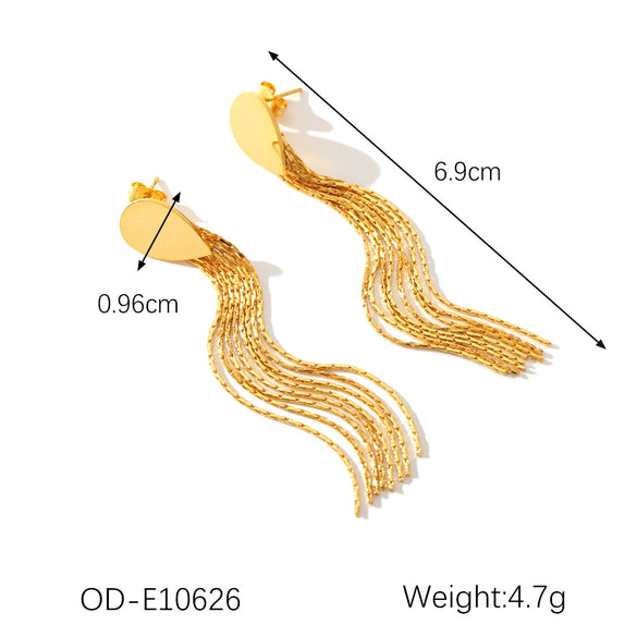 Tassel Earrings 18K Goldplated Stainless Steel Titanium Steel