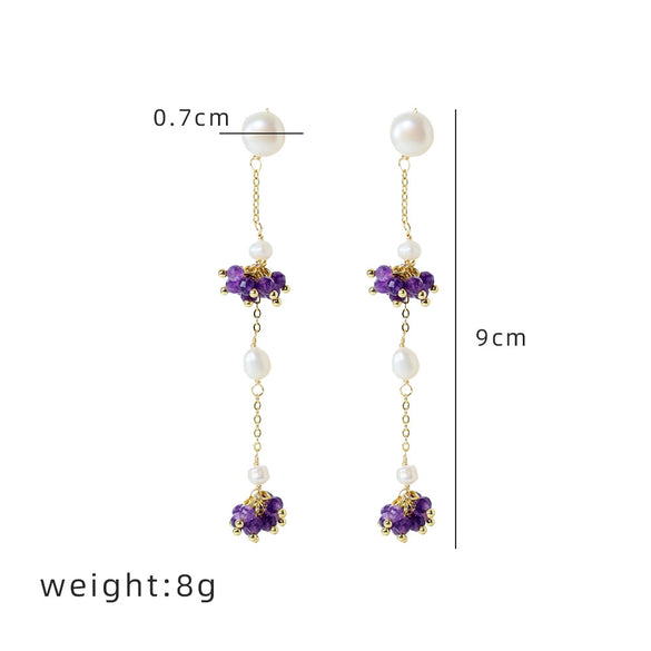 Tassel Earrings Titanium Steel Geometric Style Electroplating Jewelry For Women